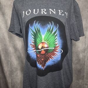 Blueish Gray Graphic T-Shirt with Colorful Bird Design